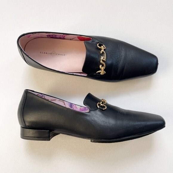 Scarlett Chase Leather Loafer Black Size 6.5 - Picture 5 of 12
